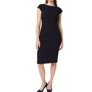 Y2K Hobbs Petite Mia Dress Black Virgin Wool SZ 8 Designer Minimalist British